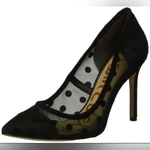 Sam Edelman Hazel Black Dotted Mesh heels